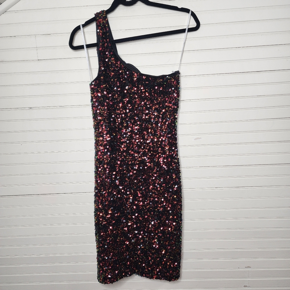 Lulus‎ One-Shoulder Sequin Bodycon Dress – Medium